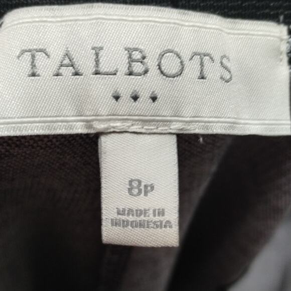 Talbots Size 8 Petite Black Striped Micro Houndstooth Pull-On Soho Ankle Pants - Picture 4 of 5